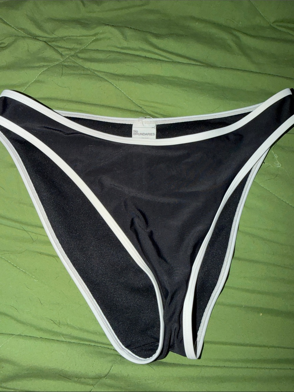 No Boundaries Black Bikini Bottom with White Trim